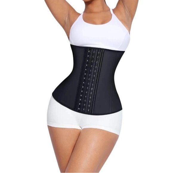 Corset Waist Trainer Cosplay Festival 22 Hook Eye Close Black Renaissance Gothic - Picture 6 of 9